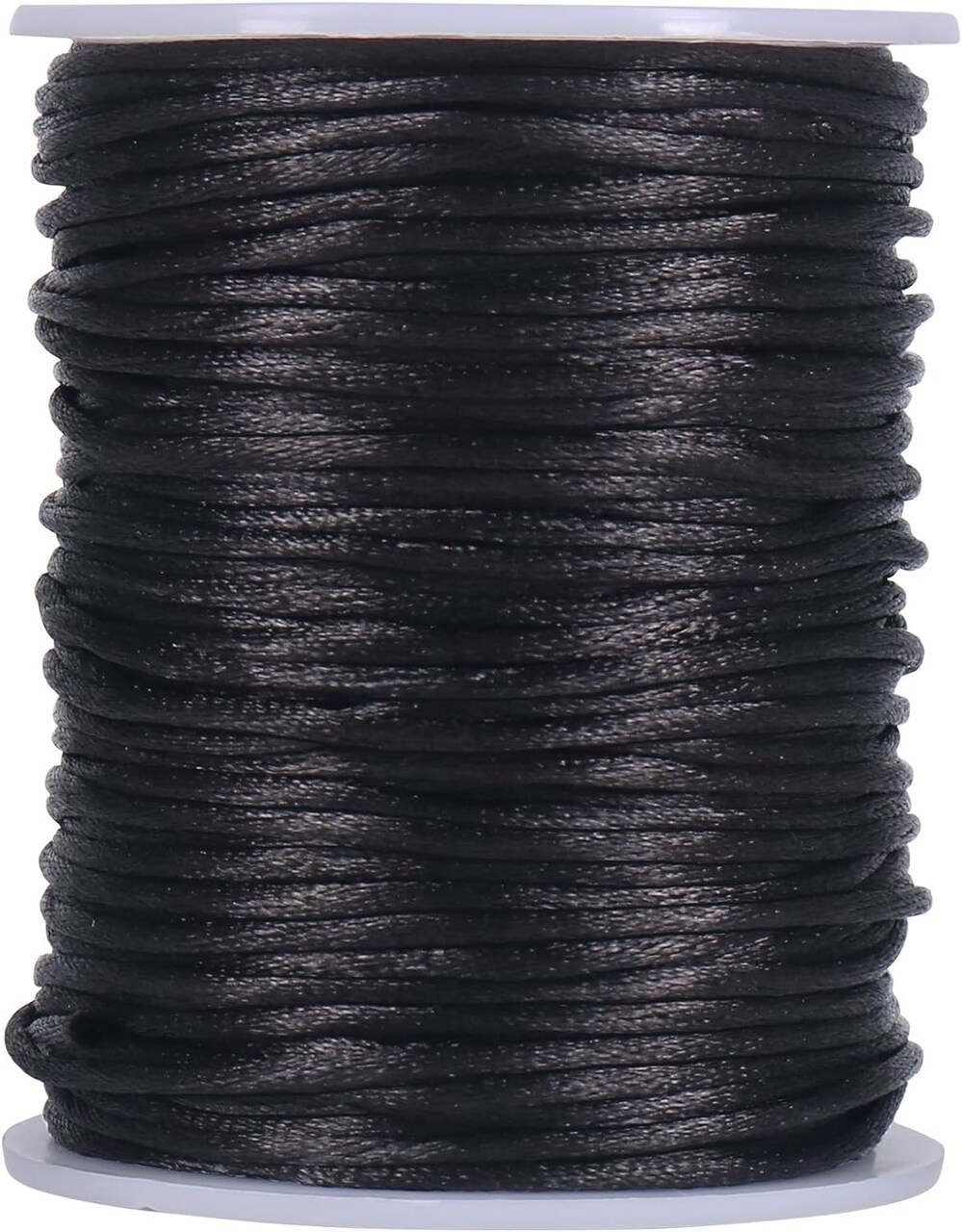 Nylon Satin Cord, 295 Feet 2mm Black Nylon String for Jewelry Making, Silky Rattail Cord for Bracelets, Necklaces, Macrame Keychains, Lanyards, Beading